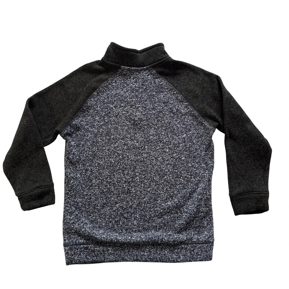 Old Navy Boys Gray Marled Quarter Zip Fleece Pullover Sweater Large 10-12 Raglan